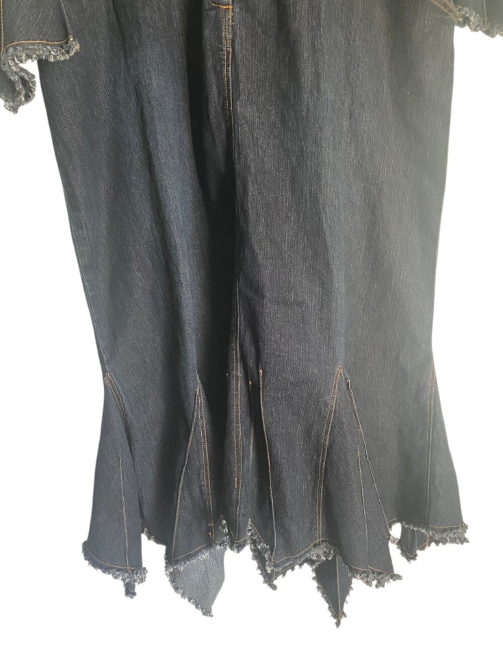 Curvy Vintage Western Denim Dress Oversized Bertha Collar & Flare Sleeves 20 - Picture 3 of 7